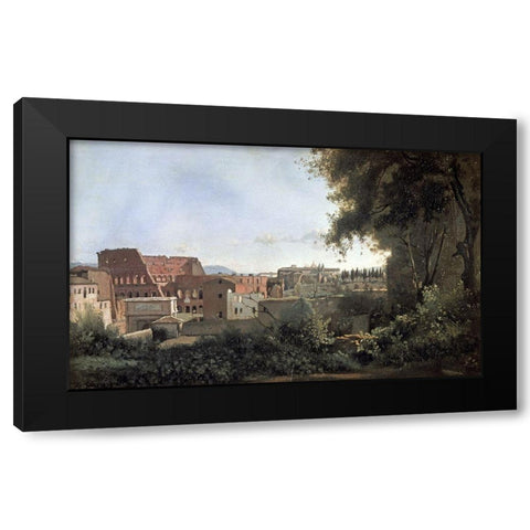 Colosseum Seen Through The Farnese Gardens Black Modern Wood Framed Art Print with Double Matting by Corot, Jean-Baptiste-Camille