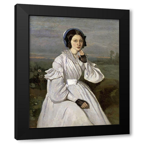 Marie-Louise Sennegon Black Modern Wood Framed Art Print with Double Matting by Corot, Jean-Baptiste-Camille
