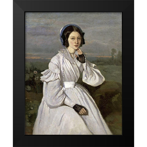 Marie-Louise Sennegon Black Modern Wood Framed Art Print by Corot, Jean-Baptiste-Camille