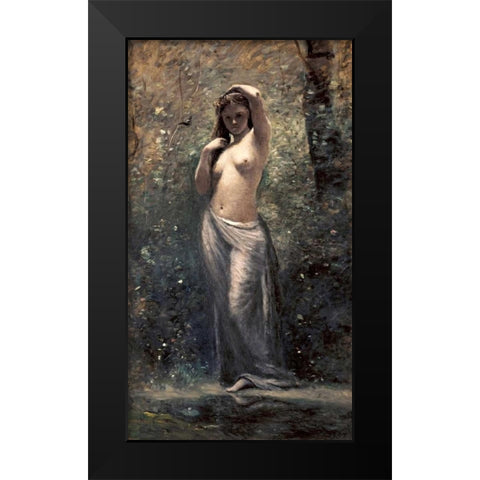 Nymph at The Source Black Modern Wood Framed Art Print by Corot, Jean-Baptiste-Camille