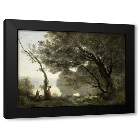 Souvenir of Mortefontaine Black Modern Wood Framed Art Print by Corot, Jean-Baptiste-Camille