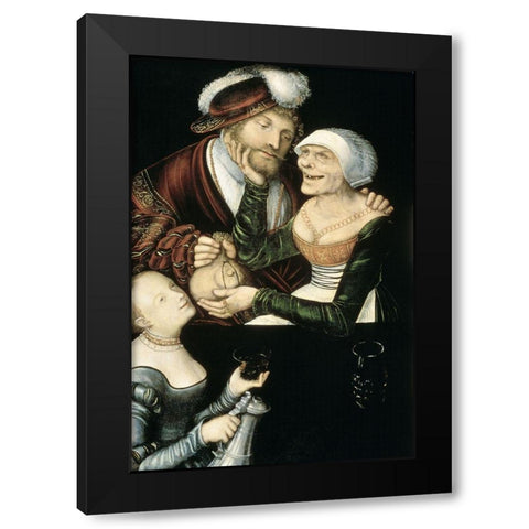 A Procuress Black Modern Wood Framed Art Print by Cranach, Lucas