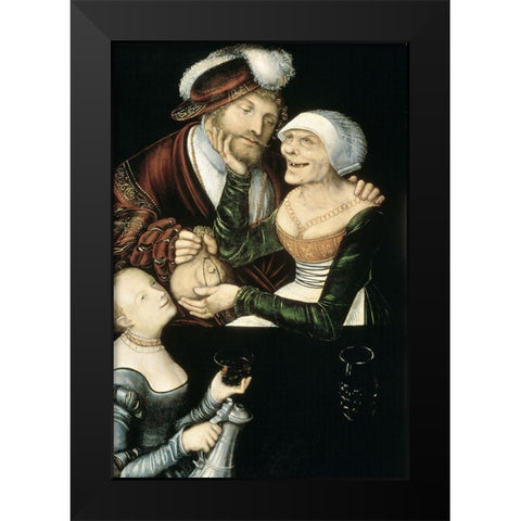 A Procuress Black Modern Wood Framed Art Print by Cranach, Lucas