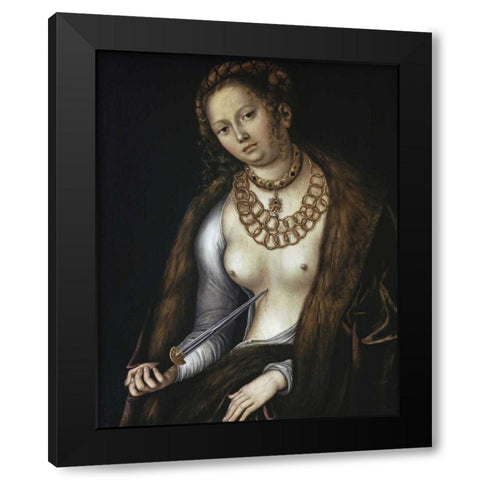 Lucretia Black Modern Wood Framed Art Print with Double Matting by Cranach, Lucas