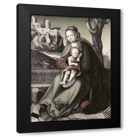 Madonna and Child Black Modern Wood Framed Art Print by Cranach, Lucas
