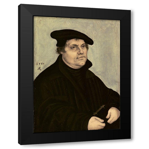 Martin Luther Black Modern Wood Framed Art Print with Double Matting by Cranach, Lucas