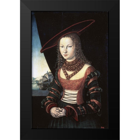 Portrait of a Lady Black Modern Wood Framed Art Print by Cranach, Lucas