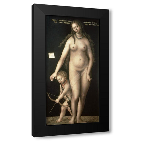 Venus and Amor Black Modern Wood Framed Art Print by Cranach, Lucas