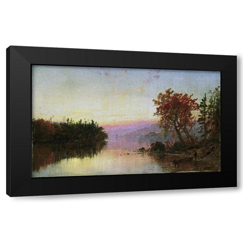 Greenwood Lake at Twilight Black Modern Wood Framed Art Print by Cropsey, Jasper Francis