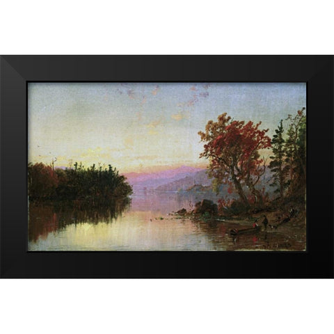 Greenwood Lake at Twilight Black Modern Wood Framed Art Print by Cropsey, Jasper Francis