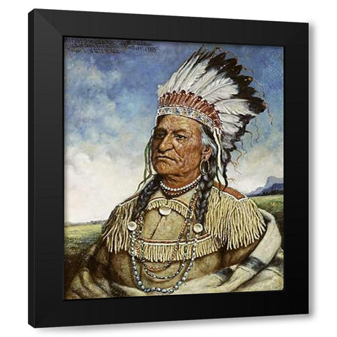 Old Chief American Horse Black Modern Wood Framed Art Print by Cross, Henri-Edmond