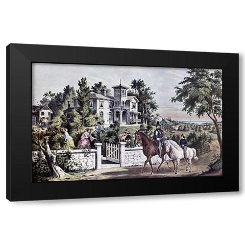 American Country Life: May Morning Black Modern Wood Framed Art Print by Ives, Currier and