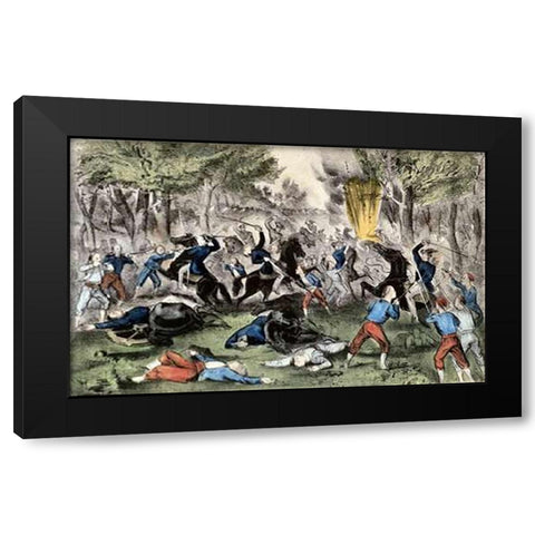 Battle of Bull Run, Va., July 21St, 1861 Black Modern Wood Framed Art Print with Double Matting by Ives, Currier and