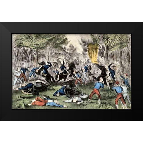 Battle of Bull Run, Va., July 21St, 1861 Black Modern Wood Framed Art Print by Ives, Currier and