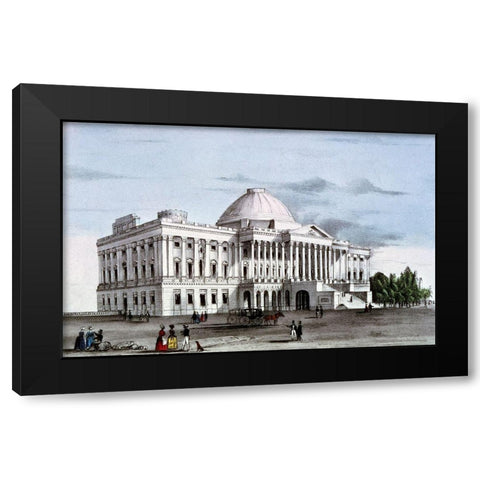 Capitol at Washington, ca. 1835-1836 Black Modern Wood Framed Art Print by Currier, Nathaniel