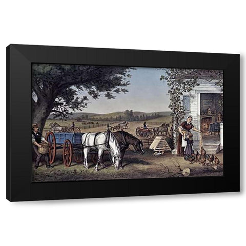 Farm and Fireside Black Modern Wood Framed Art Print by Ives, Currier and