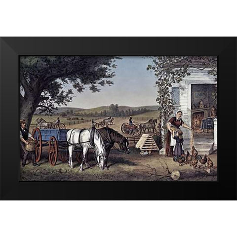 Farm and Fireside Black Modern Wood Framed Art Print by Ives, Currier and