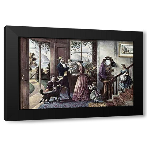 Four Seasons of Life: Middle Age Black Modern Wood Framed Art Print with Double Matting by Ives, Currier and