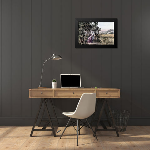 Four Seasons of Life: Season of Love Black Modern Wood Framed Art Print by Ives, Currier and