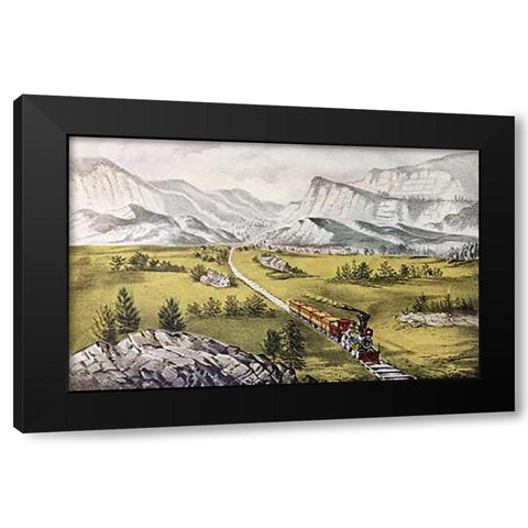 Great West Black Modern Wood Framed Art Print with Double Matting by Ives, Currier and
