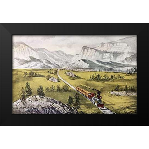 Great West Black Modern Wood Framed Art Print by Ives, Currier and