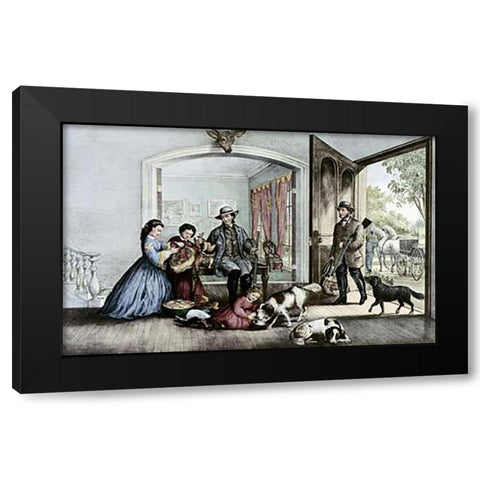 Home From The Woods Black Modern Wood Framed Art Print by Ives, Currier and