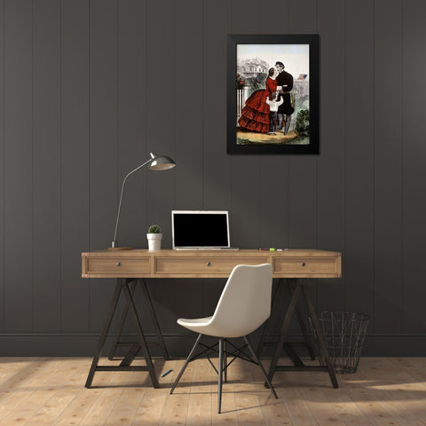 Off For The War Black Modern Wood Framed Art Print by Ives, Currier and