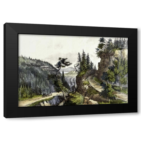 Pennsylvania Railroad Scenery Black Modern Wood Framed Art Print with Double Matting by Currier and Ives