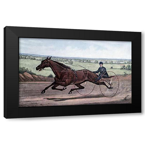 Queen of The Turf Maud S., Driven By W.W. Bair Black Modern Wood Framed Art Print by Ives, Currier and