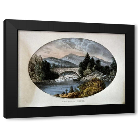 Sacandaga Creek Black Modern Wood Framed Art Print by Currier and Ives