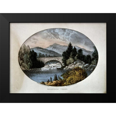 Sacandaga Creek Black Modern Wood Framed Art Print by Currier and Ives