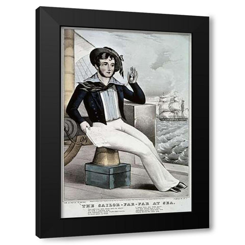 Sailor - Far-Far at Sea Black Modern Wood Framed Art Print by Ives, Currier and