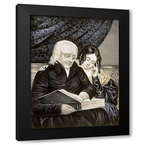 Search The Scriptures Black Modern Wood Framed Art Print by Ives, Currier and