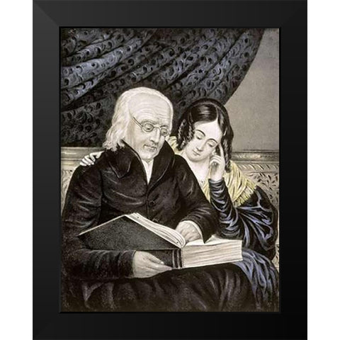 Search The Scriptures Black Modern Wood Framed Art Print by Ives, Currier and