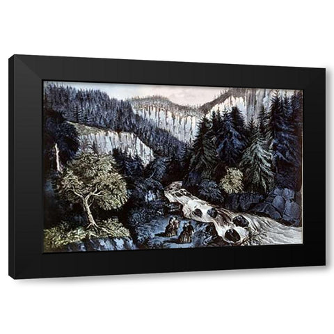 Source of The Hudson In Indian Pass Adirondacks Black Modern Wood Framed Art Print with Double Matting by Ives, Currier and