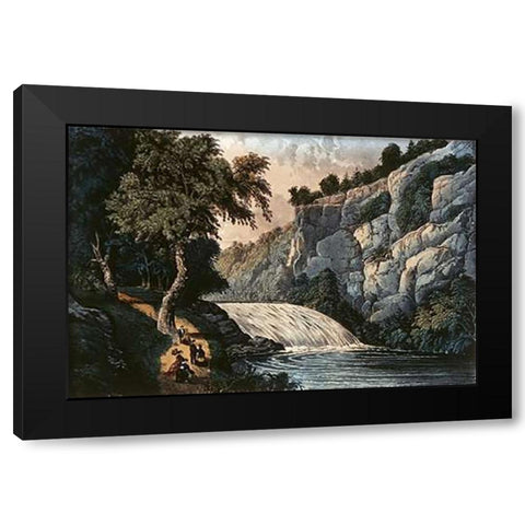 Tallulah Falls - Georgia Black Modern Wood Framed Art Print with Double Matting by Ives, Currier and