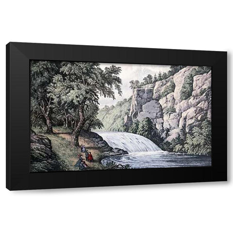 Tallulah Falls, Georgia Black Modern Wood Framed Art Print with Double Matting by Ives, Currier and