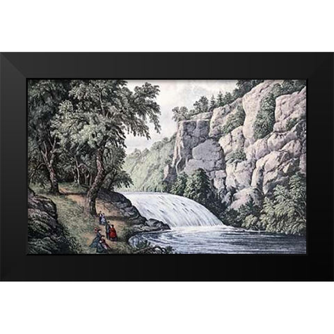 Tallulah Falls, Georgia Black Modern Wood Framed Art Print by Ives, Currier and