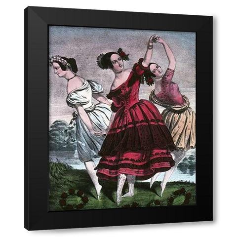 Three Graces Black Modern Wood Framed Art Print with Double Matting by Ives, Currier and