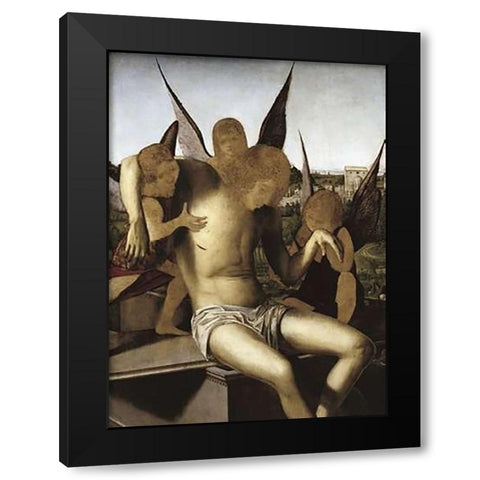 Pieta Black Modern Wood Framed Art Print with Double Matting by Da Messina, Antonello