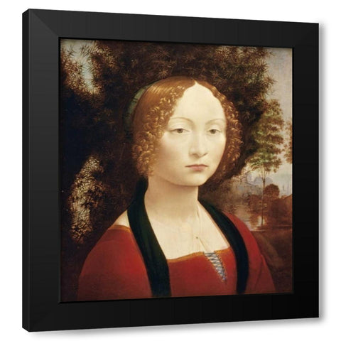 Ginevra DeBenci Black Modern Wood Framed Art Print by Da Vinci, Leonardo