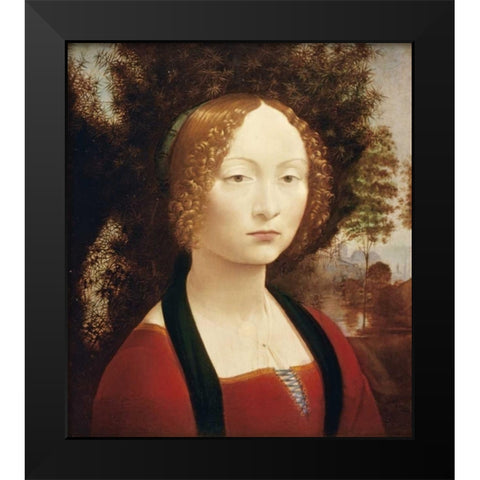 Ginevra DeBenci Black Modern Wood Framed Art Print by Da Vinci, Leonardo