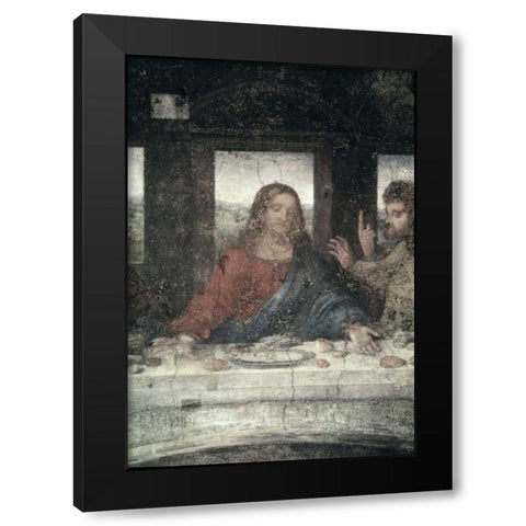 The Last Supper - Detail, Center Black Modern Wood Framed Art Print by Da Vinci, Leonardo
