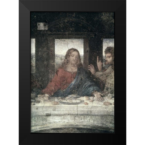 The Last Supper - Detail, Center Black Modern Wood Framed Art Print by Da Vinci, Leonardo