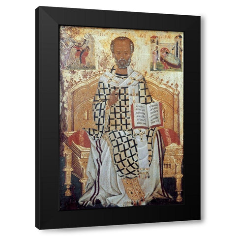 Saint Nicolas Black Modern Wood Framed Art Print by Damaskenos, Michael