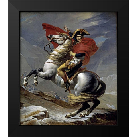 First Consul Crossing The Alps Black Modern Wood Framed Art Print by David, Jacques-Louis