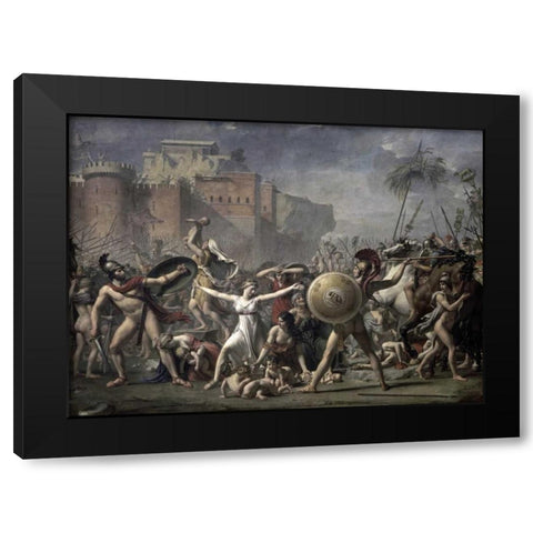 The Battle of The Sabines Black Modern Wood Framed Art Print by David, Jacques-Louis
