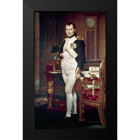 Napoleon In His Study Black Modern Wood Framed Art Print by David, Jacques-Louis