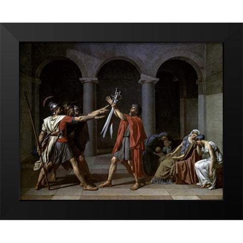 Oath of The Horatii Black Modern Wood Framed Art Print by David, Jacques-Louis