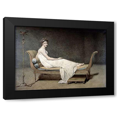 Portrait of Mrs. Recamier Black Modern Wood Framed Art Print with Double Matting by David, Jacques-Louis